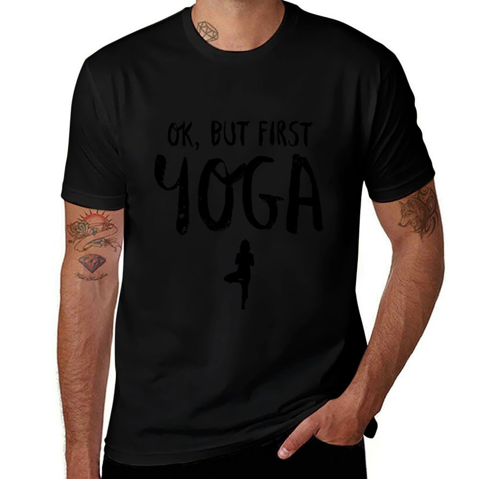 Yoga Fitness First - Camiseta masculina de algodão com estampa