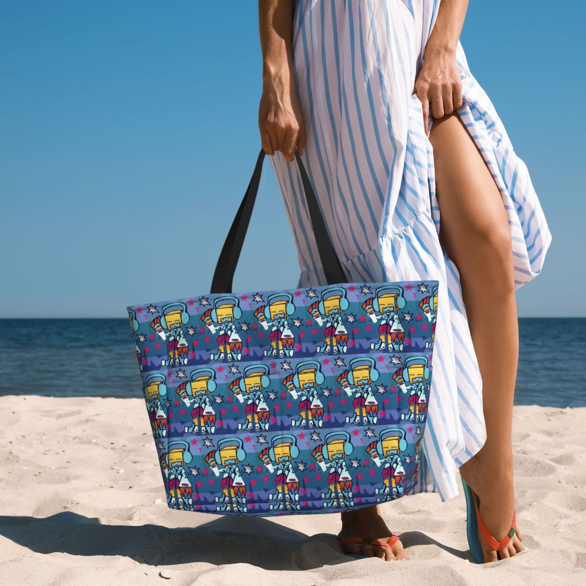 Yoga Fitness Dude - Bolsa tote geométrica para praia, esporte,